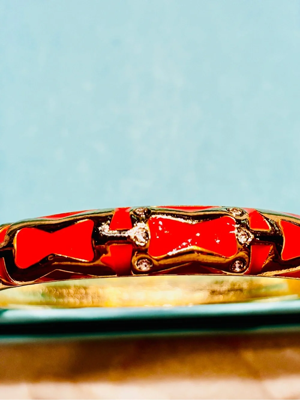 Nordstrom SEQUIN NYC Gold, Orange (dark coral) & Cream Enamel Bangle Trio